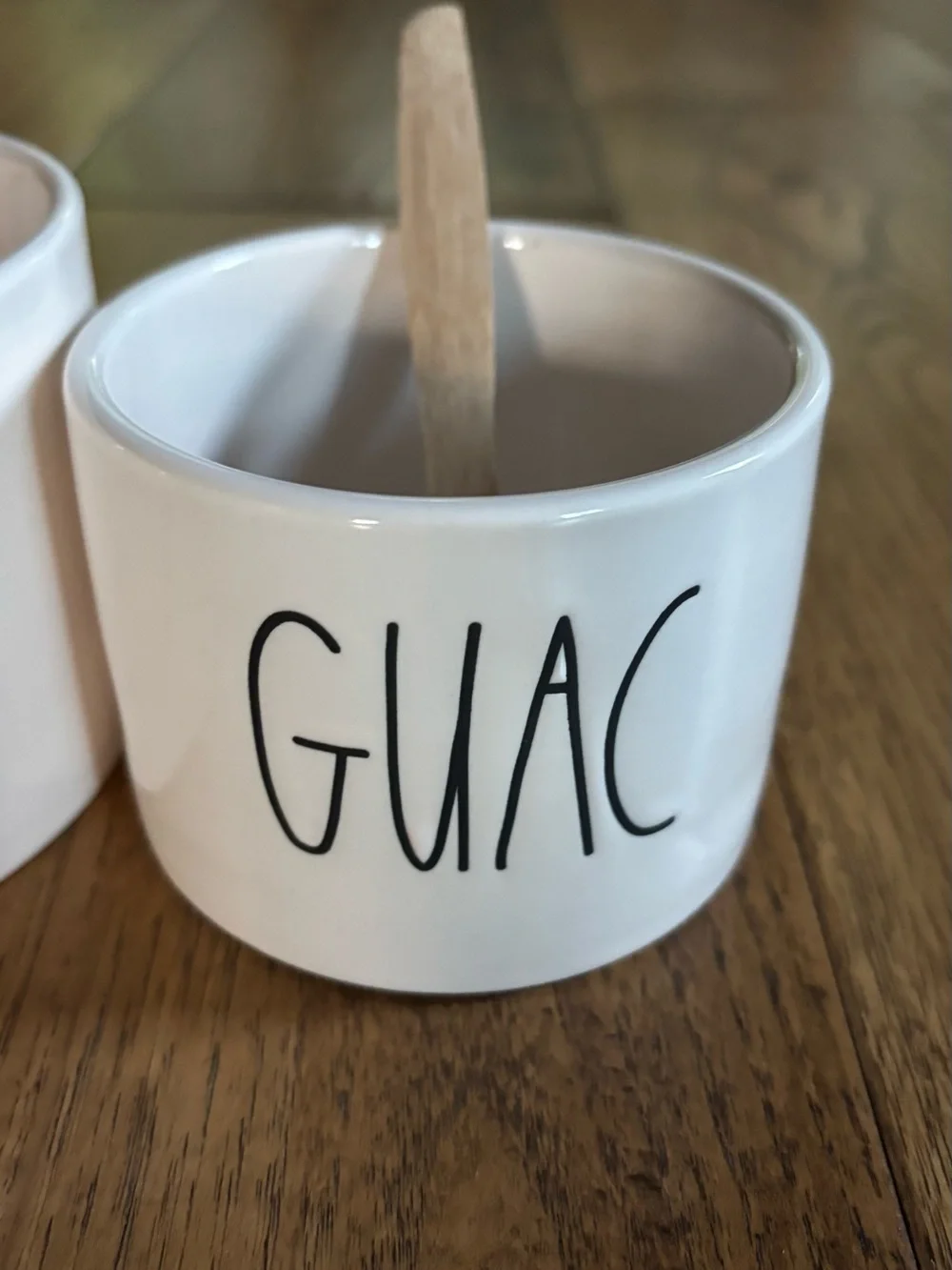 Ceramic Salsa & Guac Dip Bowl Set with Wooden Spoons - White